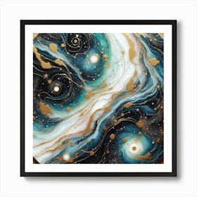 Swirling Galaxies And Constellations With Gold Leaf Accents (3) Art Print