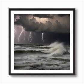 Lightning Over The Ocean 3 Art Print