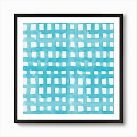 Watercolor Pastel Blue Grid Art Print