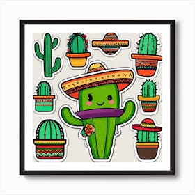 Cactus Stickers 4 Art Print