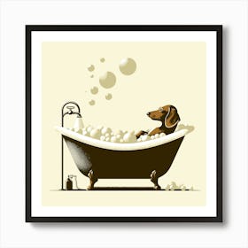 Dachshund Bathtime Art Print