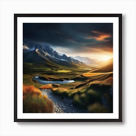 Sunset In The Mountains 90 Art Print