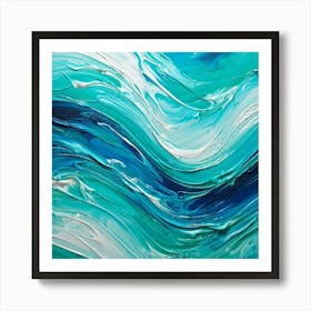 Abstract Turquoise Waves Embracing A Fresh Nautical Texture Gently Lapping Across The Canvas Blend (5) Art Print