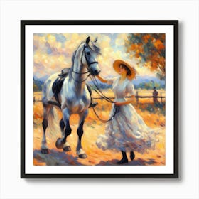 Girl With A Horse Art Print