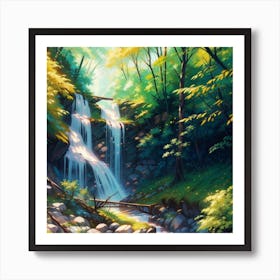 Waterfall In The Forest Art Print