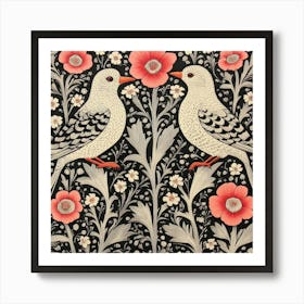 Birds On A Black Background Art Art Print