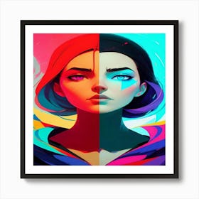 Girl With Colorful Hair Art Print