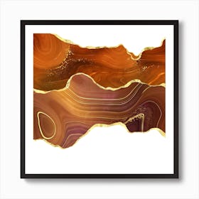 Orange Gold Glitter Agate Texture 05 Art Print