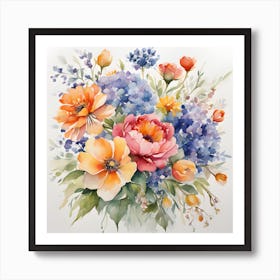 Watercolor Flowers Art Print