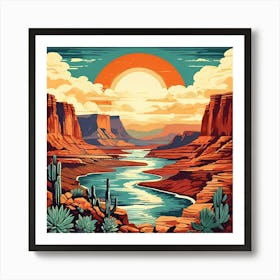 Arizona Sunset, Travel Posters A Retro-Inspired Travel Posters Showcasing Iconic Destination Art Print