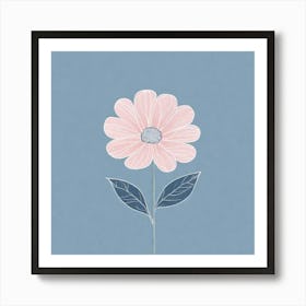 A White And Pink Flower In Minimalist Style Square Composition 698 Art Print