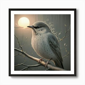 Bird In The Moonlight Art Print