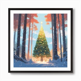 Christmas Tree In The Forest 20 Art Print