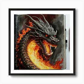 Dragon In Flames 2 Art Print