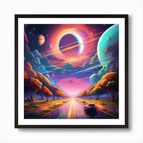 Space Landscape Painting Art Print