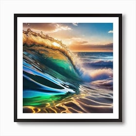 Wave At Sunset Art Print