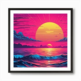 Sunset Over The Ocean Art Print