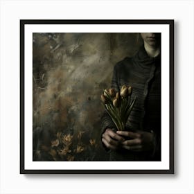 Tulips In Hands Art Print