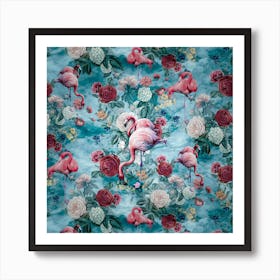 Flamingos Square Art Print