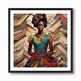 Woman In Front Of Books Art Print