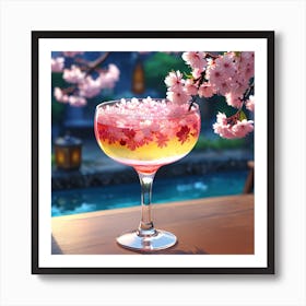 Cherry Blossom Cocktail Art Print