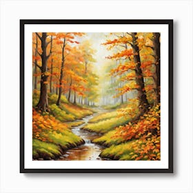 Forest In Autumn In Minimalist Style Square Composition 315 Art Print