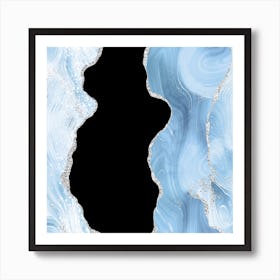 Blue & Silver Agate Glitter Texture 02 Art Print