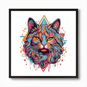 Abstract Cat Head 1 Art Print