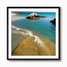 Translucent Blue Sea, White Surf on the Beach 1 Art Print