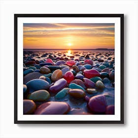 Pebbles At Sunset Art Print