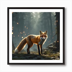 Fox In The Forest 85 Art Print