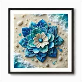 Blue Flower On The Beach Art Print