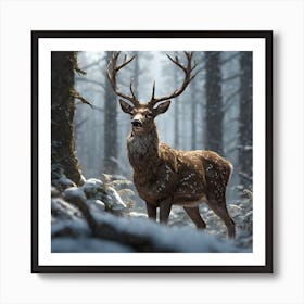 Deer In The Woods 39 Art Print