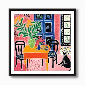 Cat At The Table 16 Art Print