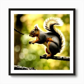 Squirrel On Branch Art Print