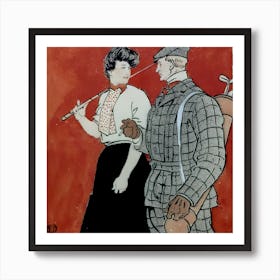 Woman And Man Golfers Conversing (1902), Edward Penfield Art Print