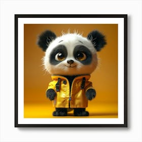 Panda Bear In Yellow Raincoat Art Print