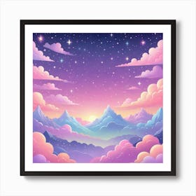 Sky With Twinkling Stars In Pastel Colors Square Composition 60 Art Print