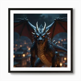 Dragon In The Night Art Print