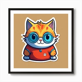 Cute Cat With Glasses Art Print