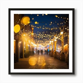 A Night Scene Lit With Magical Sparkling Decorations And Luxurious Shimmering Lights Glowing In A (1) Art Print