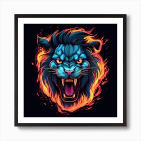 Lion In Flames Art Print