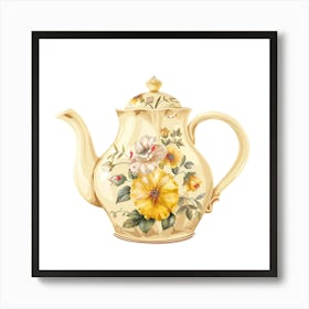 Teapot Porcelain Ceramic Floral Art Print