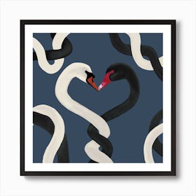 Swan Together Square Art Print