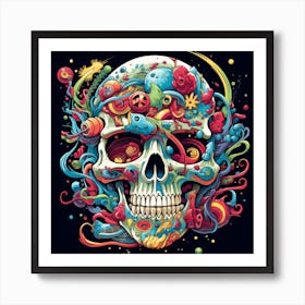 Skull With Psychedelics Art Print