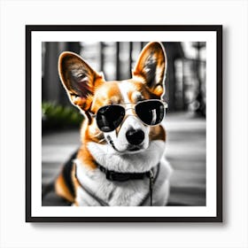 Corgi Wearing Sunglasses 16 Art Print