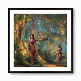 Indian Women In The Forest Art Print