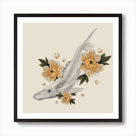 flower whale Art Print