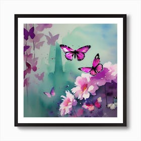 Butterflies In The Garden 3 Art Print