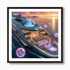 A Luxurious Futuristic Cruise Ship Called Celesti Art Print